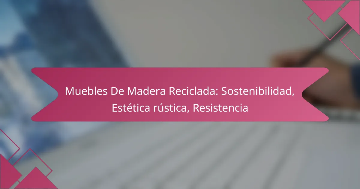 Muebles De Madera Reciclada: Sostenibilidad, Estética rústica, Resistencia
